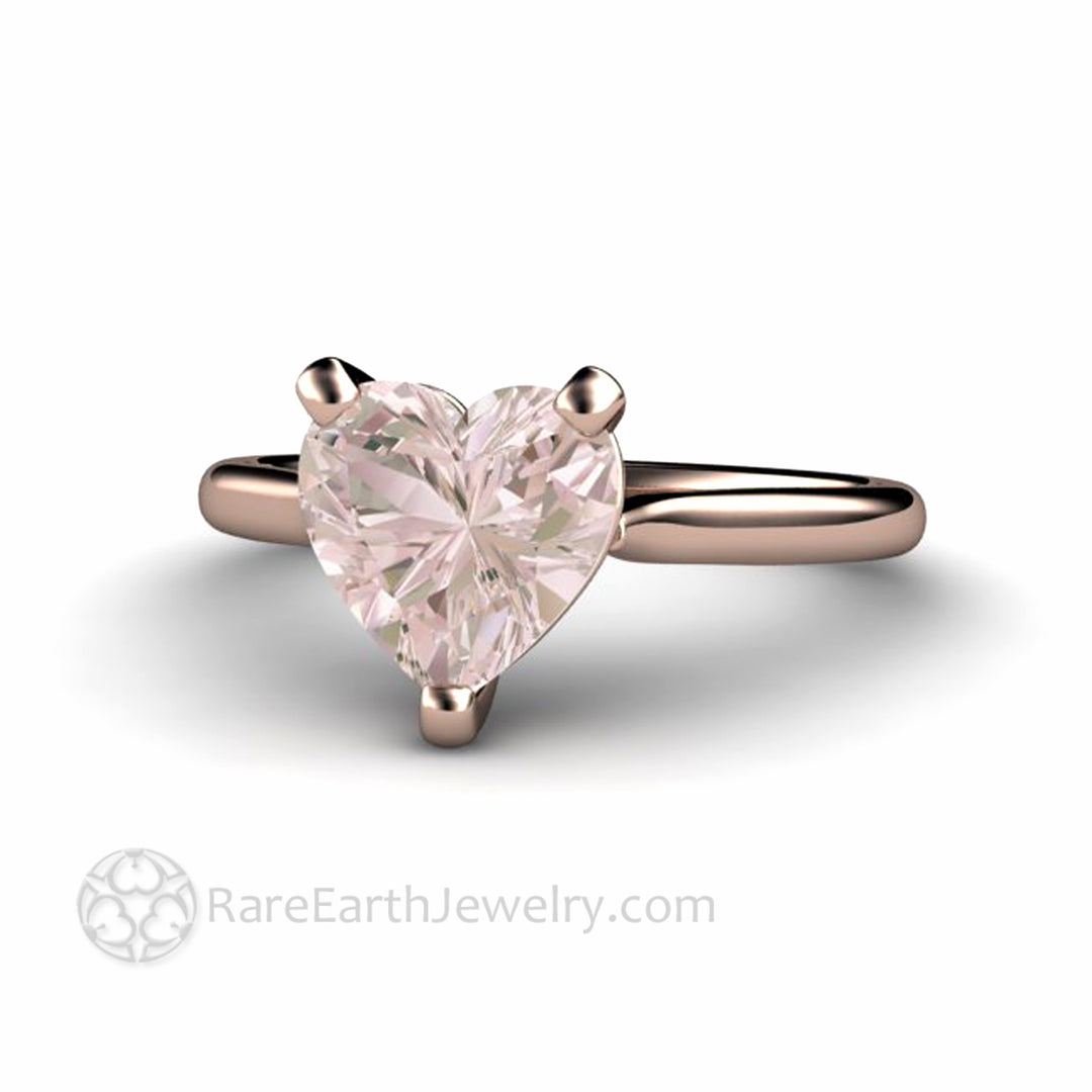 Heart Cut Morganite Engagement Ring | Pink Morganite Solitaire in Gold or Platinum