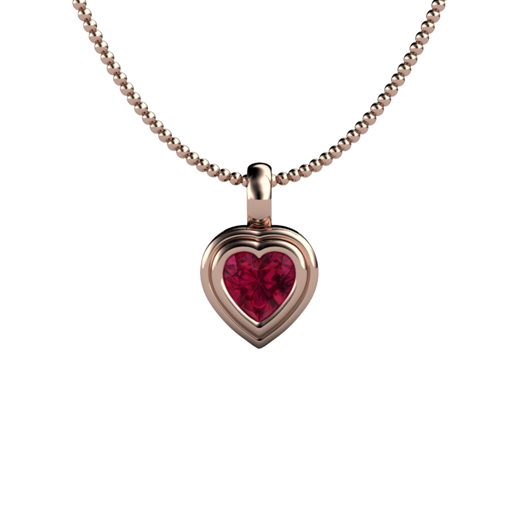 14K Gold Beaded Chain with Heart Necklace 14K Gold Beaded Chain with Heart Necklace