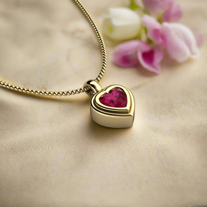 Ruby Heart Pendant, Lab Created Ruby Necklace in 14K Gold, July Birthstone Jewelry