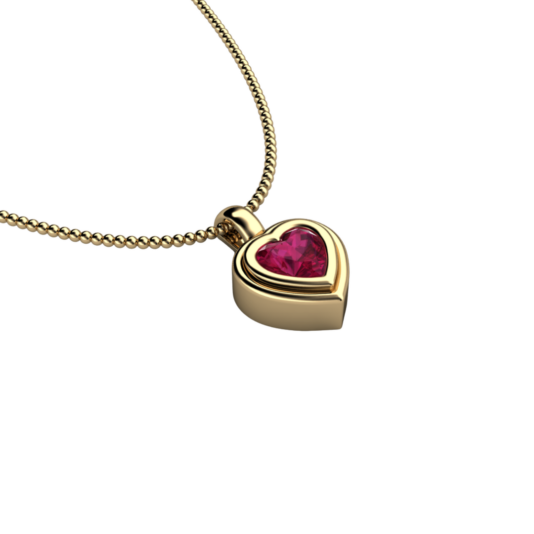 Heart Cut Ruby Necklace, July Birthstone Necklace, Ruby Heart Pendant in 14K Gold