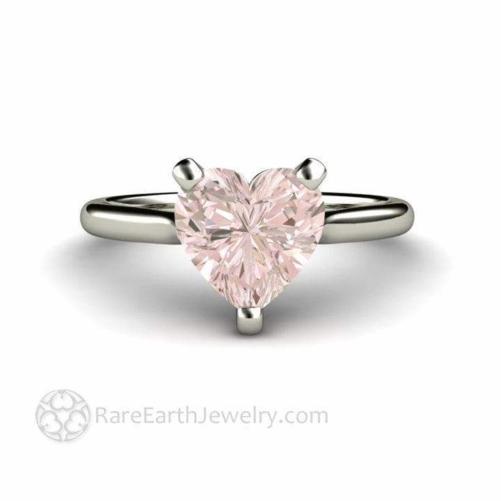 Heart Cut Morganite Engagement Ring | Pink Morganite Solitaire in Gold or Platinum