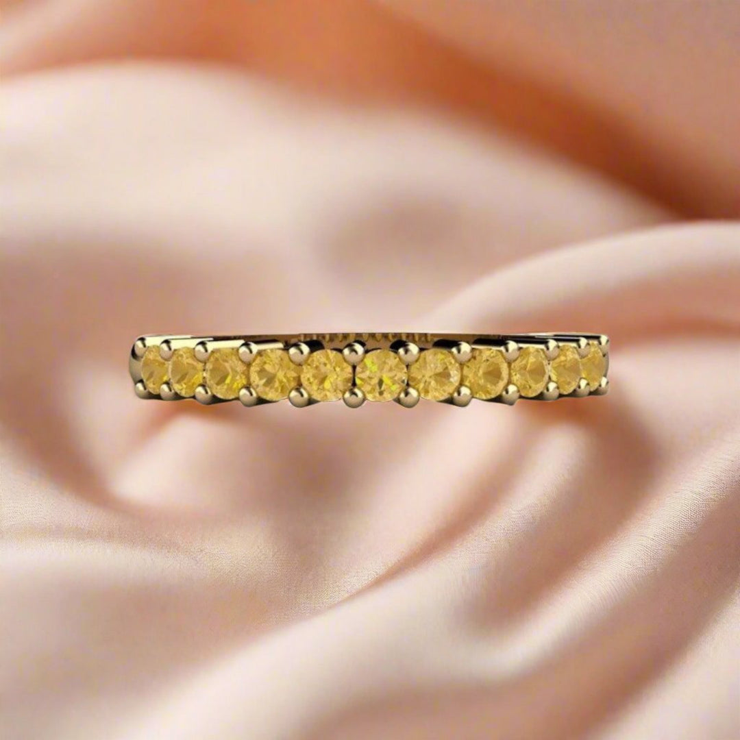 Natural Citrine Anniversay Band, 14K or 18K Gold Citrine Ring Stackable Band