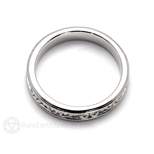 Reserved for Scarlett Antique Style Wedding Band 4mm with Filigree Scroll Pattern