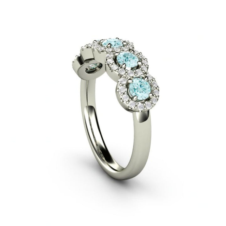 Aquamarine and Diamond Band | Unique Aquamarine Wedding Ring - Rare Earth Jewelry