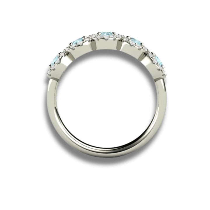 Aquamarine and Diamond Band | Unique Aquamarine Wedding Ring - Rare Earth Jewelry