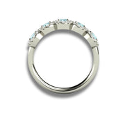 Aquamarine and Diamond Anniversary Band - Elegant Wedding Ring