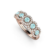 Aquamarine and diamond wedding ring in 18K Rose Gold.
