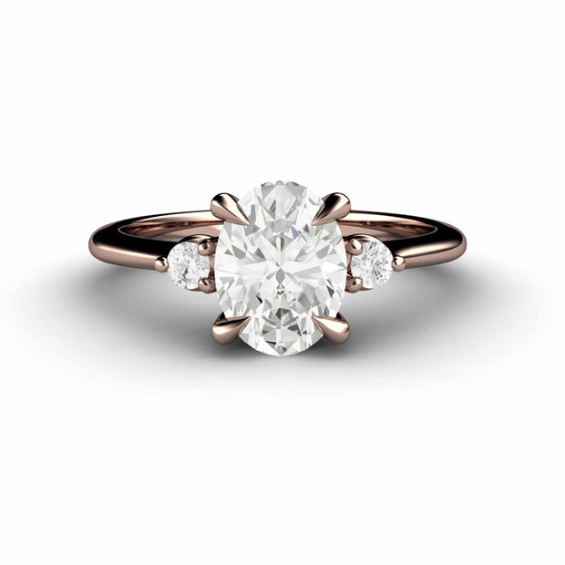 Certified Lab Created Oval Diamond Engagement Ring in Rose Gold