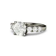 Charles & Colvard colorless moissanite engagement ring, an ethical and eco-friendly lab created diamond alternative.