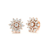Diamond snowflake earrings in a flower cluster style design, available in lab grown or natural diamonds.