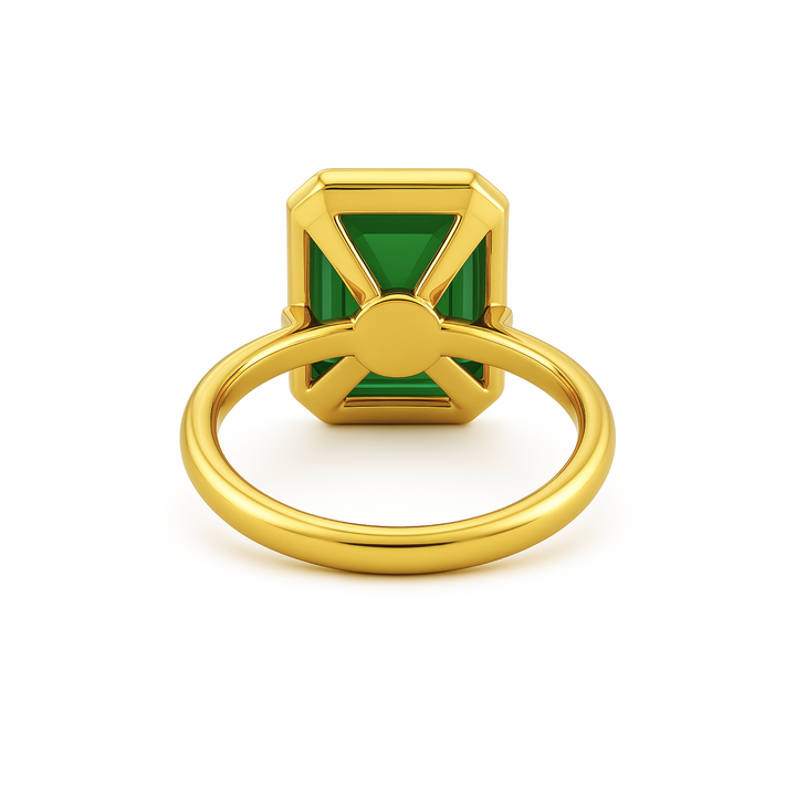 Bezel Set Emerald Ring with a Modern Open Gallery Design, 2ct Emerald Cut Emerald Solitaire Engagement Ring | Rare Earth Jewelry