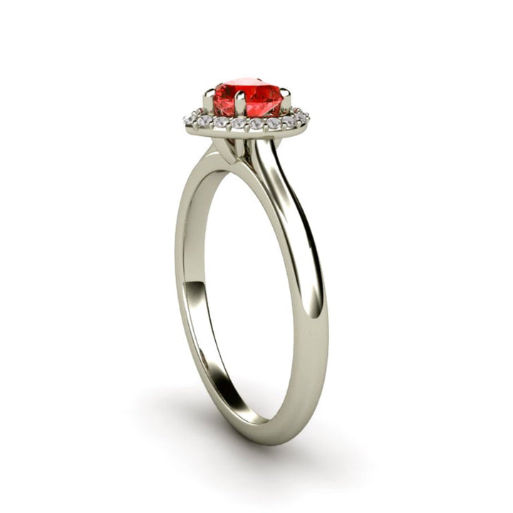 Side View of Heart Shaped Red Sapphire Ring | Rare Earth Jewelry