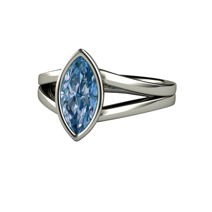 Reserved for Zachary | Marquise Cut Sapphire Engagement Ring | Bezel Set Split Shank Solitaire