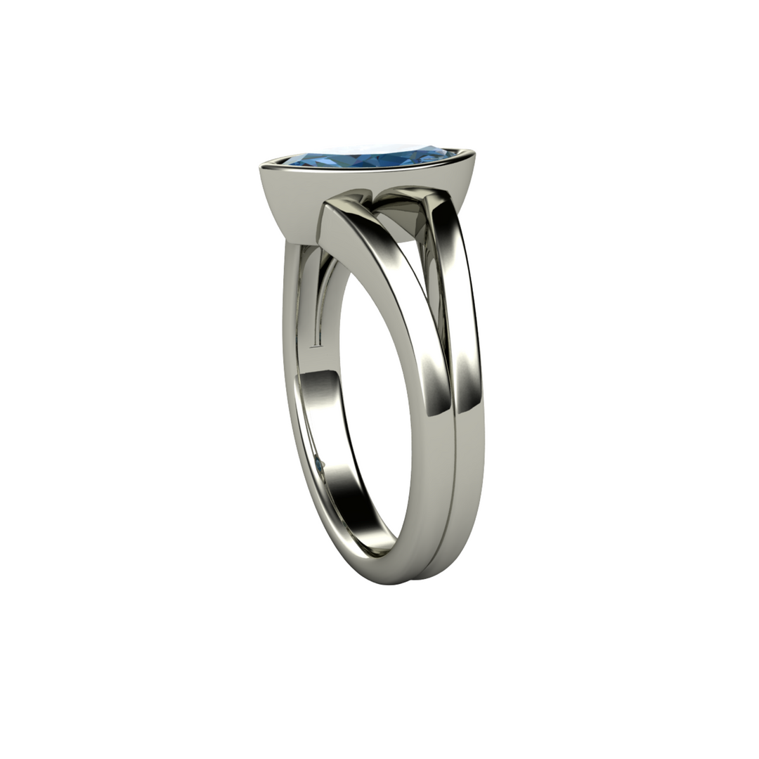 Reserved for Zachary | Marquise Cut Sapphire Engagement Ring | Bezel Set Split Shank Solitaire