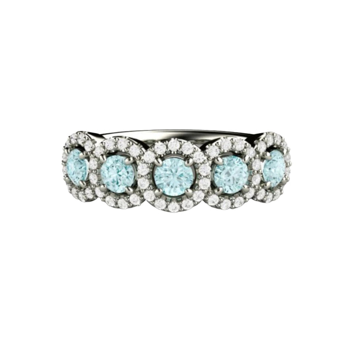 Aquamarine and Diamond Band | Unique Aquamarine Wedding Ring - Rare Earth Jewelry