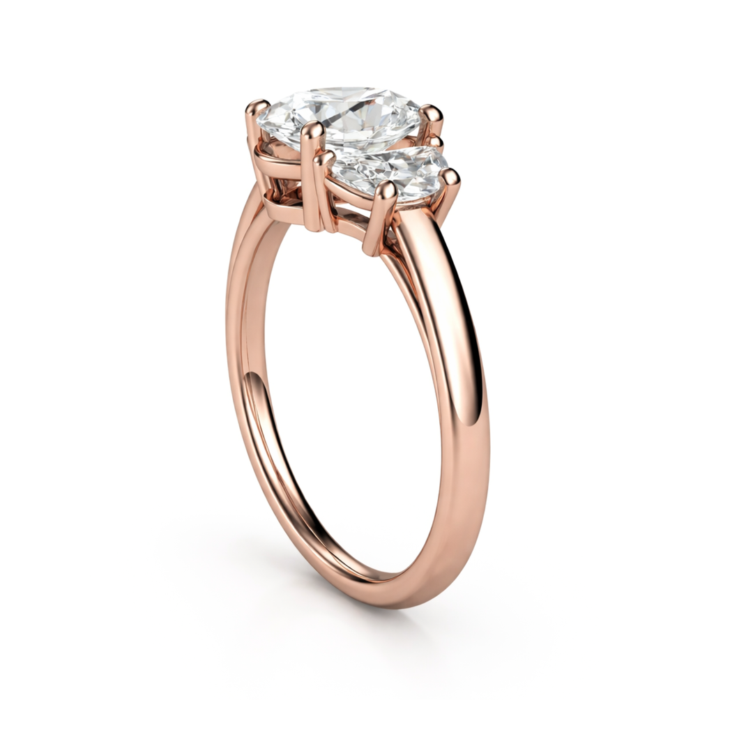 Side View of Oval Moissanite 3 Stone Ring | Rare Earth Jewelry