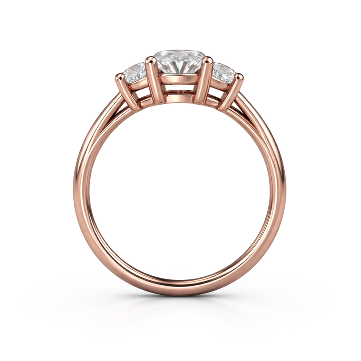 Gallery View of Oval Moissanite Three Stone Engagement Ring, Classic 3 Stone Design | Rare Earth Jewelry