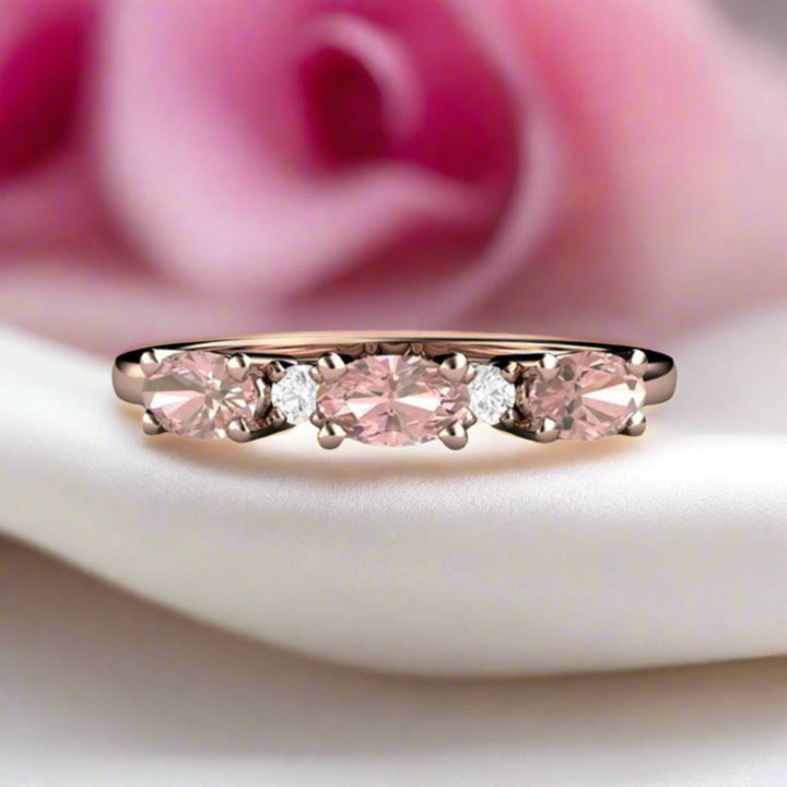 Oval Pink Tourmaline Ring, October Birthstone Stacking Ring in 14K Gold or 18K Gold | Rare Earth Jewelry