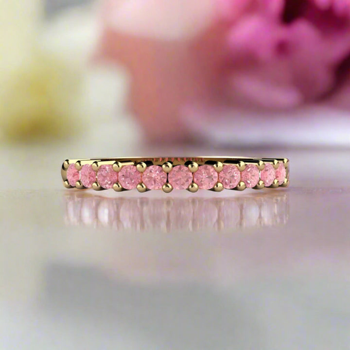 Natural Pink Diamond Ring, Pink Stone Stackable Band, Unique Wedding Ring or Anniversary Band | Rare Earth Jewelry