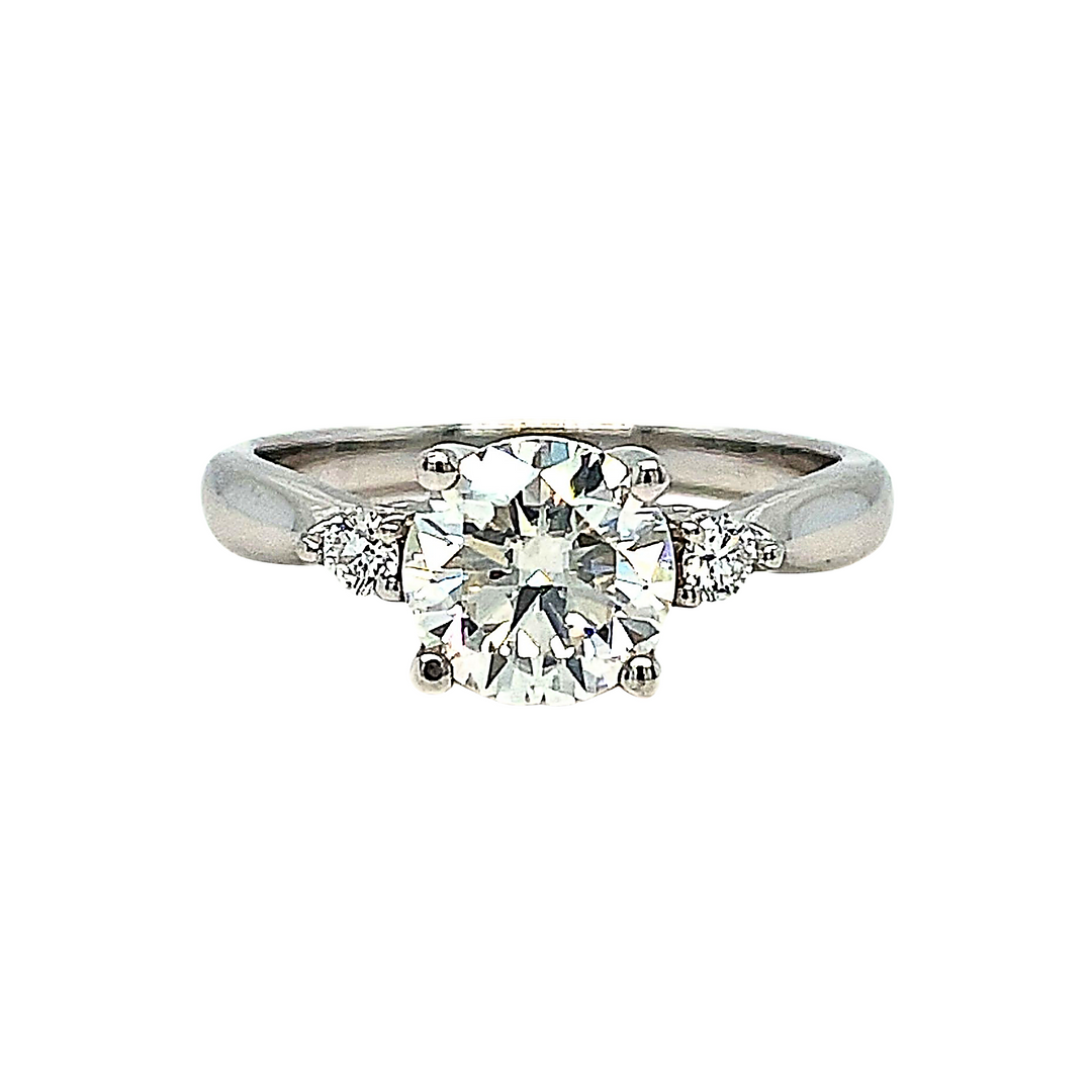 Round Lab Grown Diamond Engagement Ring, Classic Three Stone Diamond Ring with Trio Design in Gold or Platinum | Rare Earth Jewelry