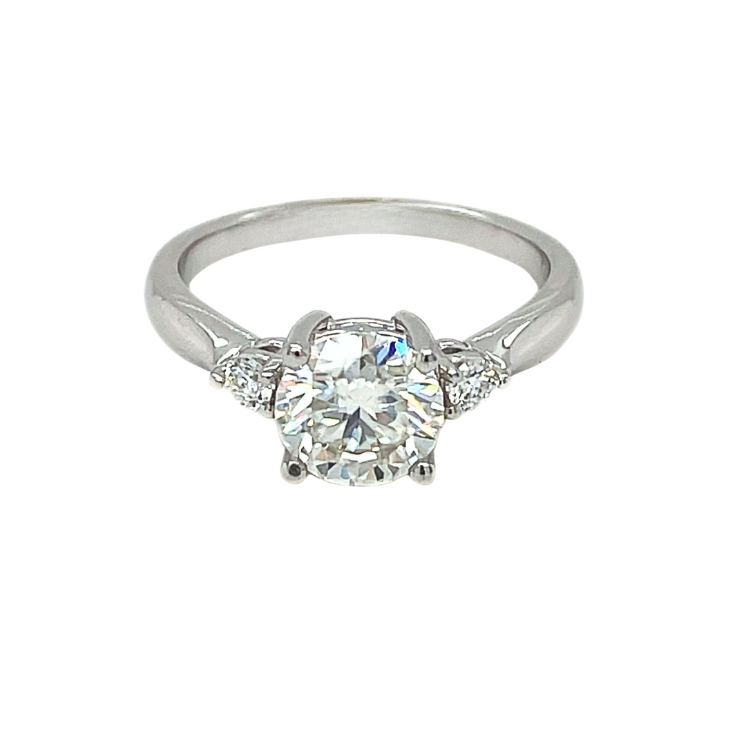 1 Carat Round Lab Grown Diamond Engagement Ring, Classic 3 Stone Diamond Ring with Lab Created Diamonds in Gold or Platinum | Rare Earth Jewelry
