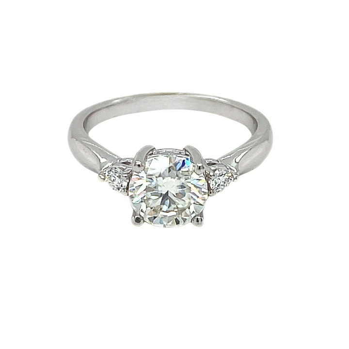 1 Carat Round Lab Grown Diamond Engagement Ring, Classic 3 Stone Diamond Ring with Lab Created Diamonds in Gold or Platinum | Rare Earth Jewelry