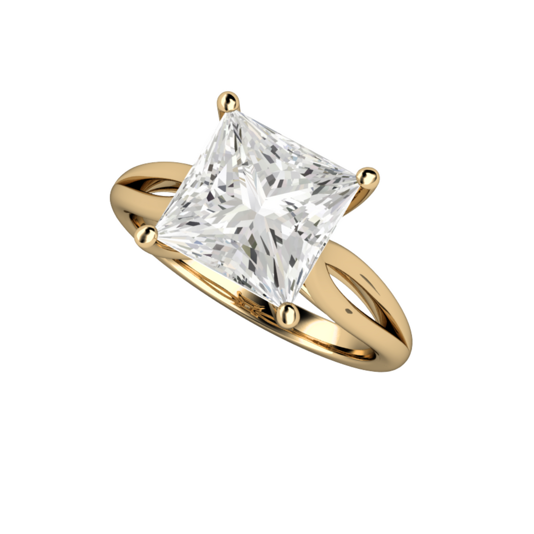 Princess Cut Moissanite Solitaire Engagement Ring, 8mm Square Colorless Forever One Moissanite Ring with Double Band | Rare Earth Jewelry 