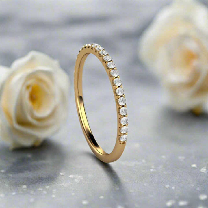 Thin Natural Diamond Wedding Band, Dainty Pave Diamond Wedding Ring or Anniversary Band in Gold or Platinum | Rare Earth Jewelry