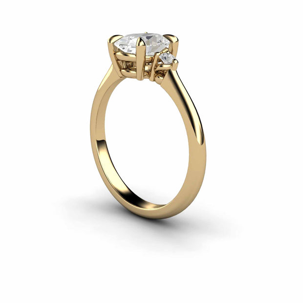 Three Stone Oval Engagement Ring Side View