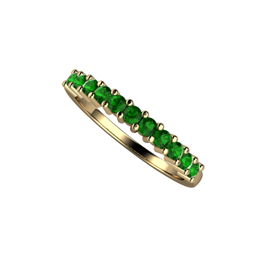 Natural Tsavorite Garnet Band, Green Garnet Anniversary Band, Green Stone Stackable Ring in Gold or Platinum | Rare Earth Jewelry