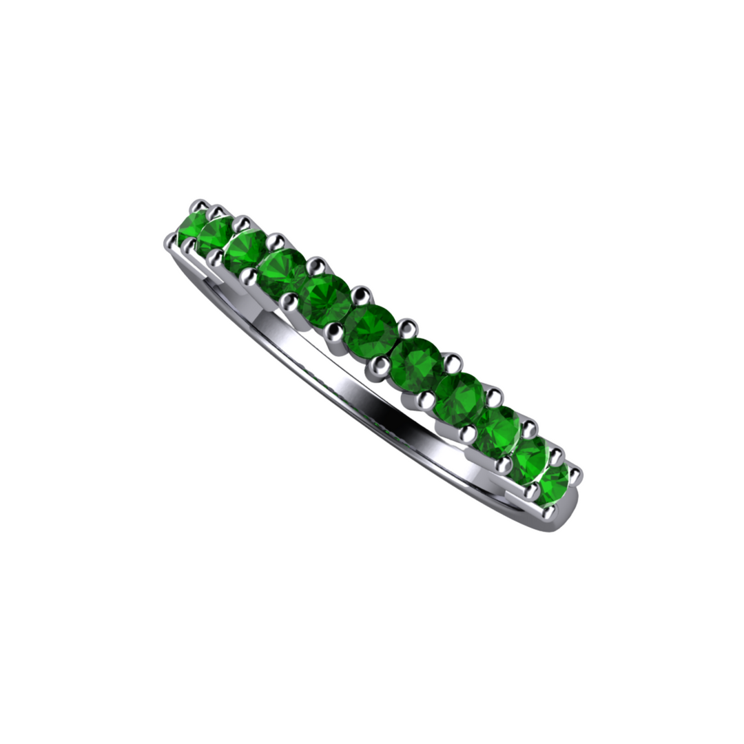 Tsavorite Garnet Band in Platinum, Natural Green Garnet Ring, Green Stone Stacking Ring | Rare Earth Jewelry