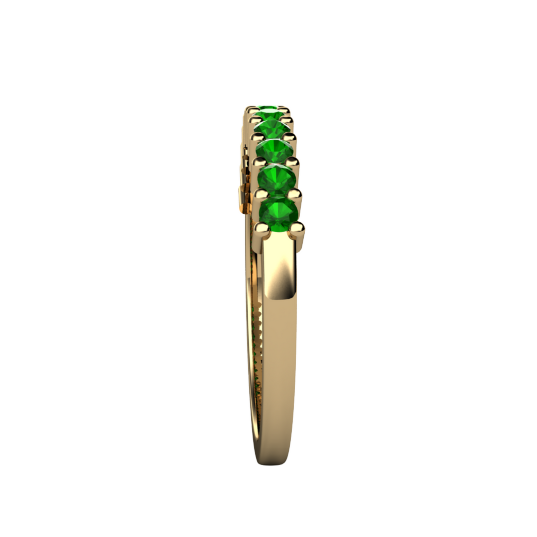 Side View Tsavorite Garnet Ring, Natural Green Garnet Anniversary Band, Green Gemstone Stacking Ring in Gold or Platinum | Rare Earth Jewelry