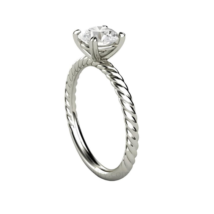 1 Carat Moissanite Solitaire Engagement Ring with Rope Twisted Band - Rare Earth Jewelry