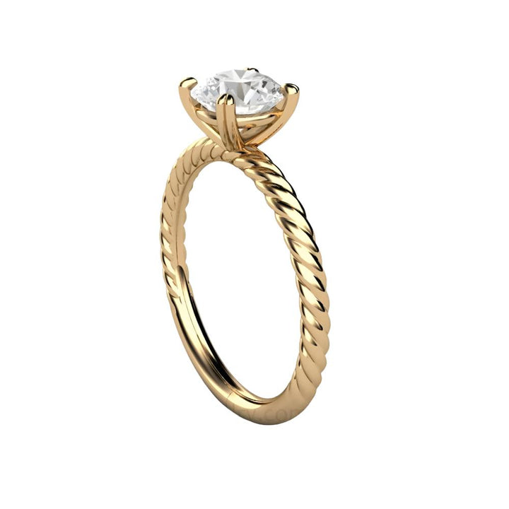 1 Carat Moissanite Solitaire Engagement Ring with Rope Twisted Band - Rare Earth Jewelry