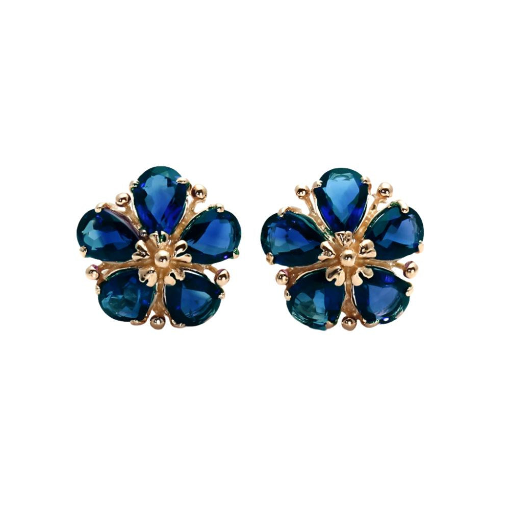 London Blue Topaz Floral Earrings | 14K Gold December Birthstone Jewelry | Rare Earth Jewelry