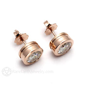 14K Gold Moissanite Studs Round Bezel Set Moissanite Earrings 6.5mm (2.0ctw) - Rare Earth Jewelry