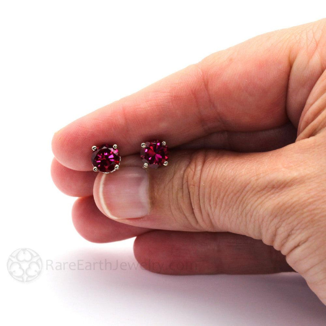 Ruby Earring Loop 14K Gold Ruby Stud Earrings | Round Lab Grown Ruby Earrings Filigree ...