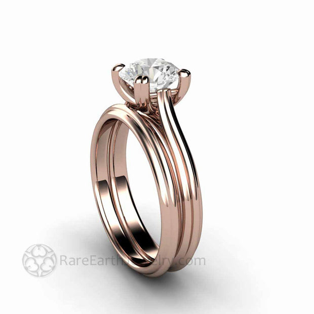 1.5 Carat Round Moissanite Solitaire Engagement Ring with Double Prongs - 14K Rose Gold-Wedding Set - Moissanite - Round - Solitaire - Rare Earth Jewelry