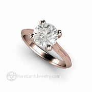 1.5 Carat Round Moissanite Solitaire Engagement Ring with Double Prongs 14K Rose Gold-Engagement Only - Rare Earth Jewelry