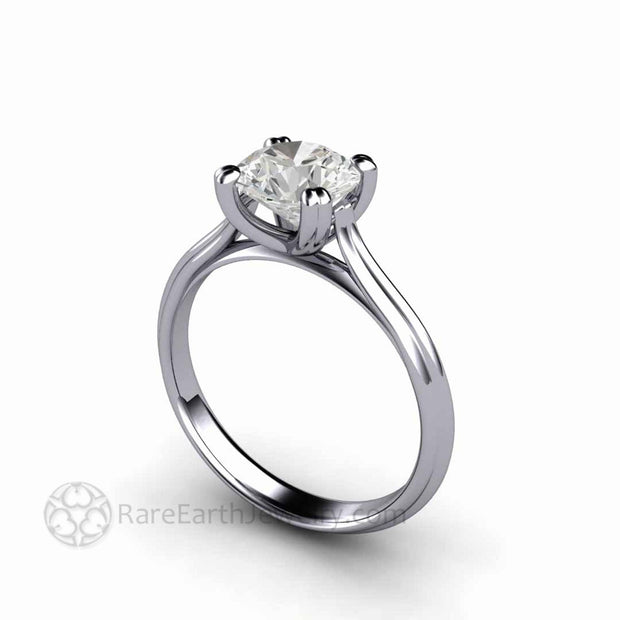 1.5 Carat Round Moissanite Solitaire Engagement Ring with Double Prongs - Platinum-Engagement Only - Moissanite - Round - Solitaire - Rare Earth Jewelry