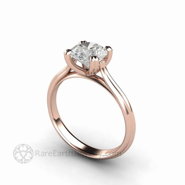 1.5 Carat Round Moissanite Solitaire Engagement Ring with Double Prongs 18K Rose Gold-Engagement Only - Rare Earth Jewelry