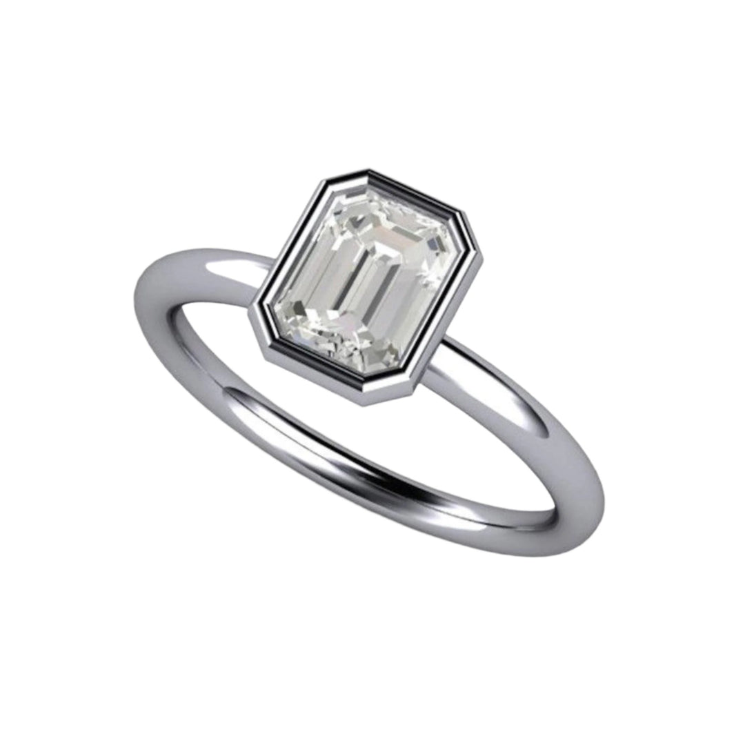 Emerald Cut Diamond Solitaire Ring, 1ct GIA Certified Natural Diamond Engagement Ring in Platinum