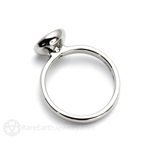1ct Diamond Engagement Ring Round Bezel Simple Solitaire Setting - 18K White Gold - April - Bezel - Diamond - Rare Earth Jewelry