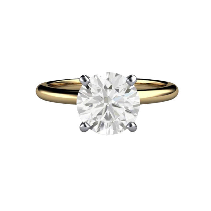 2ct Moissanite Solitaire Engagement Ring, Classic 4 Prong Design in Gold and Platinum