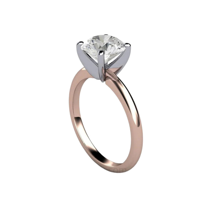 2ct Traditional Solitaire Engagement Ring, Colorless Forever One Moissanite, Two-Tone Solitaire Rose Gold with Platinum Head