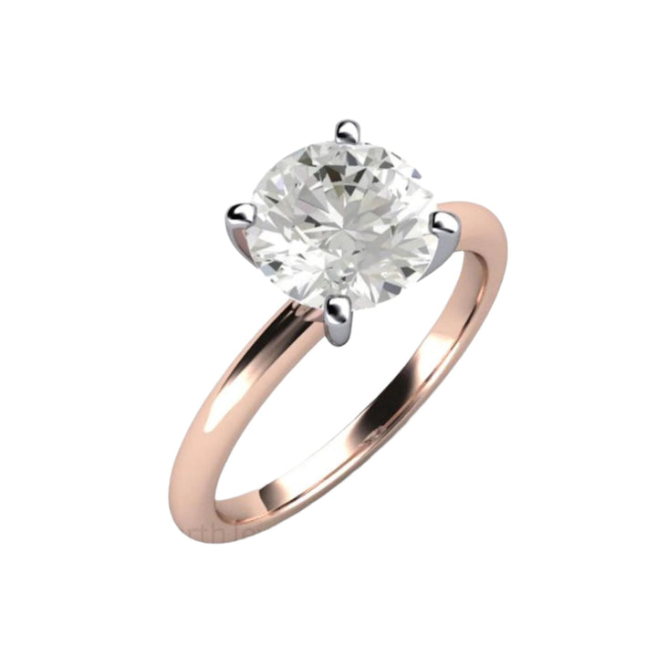 2 Carat Solitaire Engagement Ring, Classic Style, Colorless Moissanite Ring