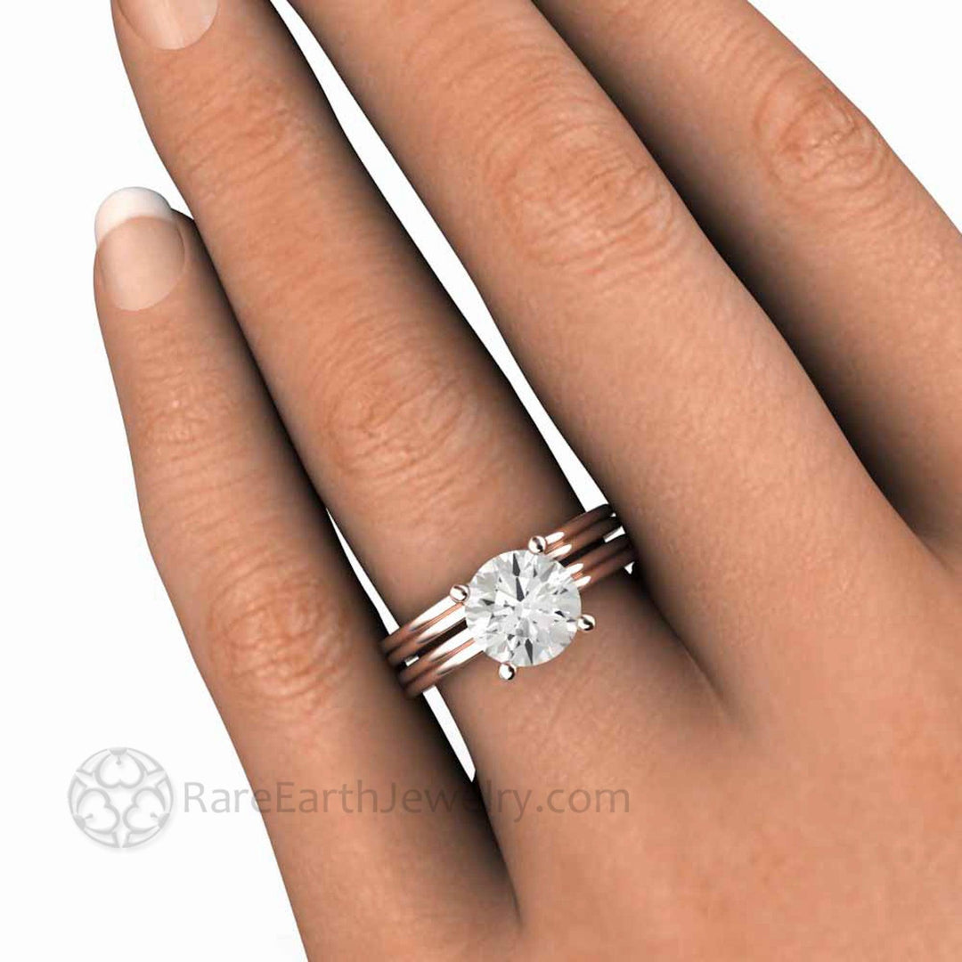 2 Carat Moissanite Solitaire Engagement Ring, Bridal Set on the Finger