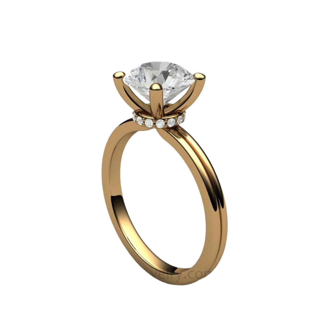 2 Carat Forever One Moissanite Ring, Classic Round Solitaire Engagement Ring, 18K Yellow Gold