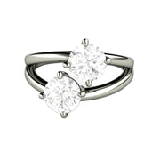 2 Stone Duo Engagement Ring Duo Style in Forever One Moissanite in gold or platinum from Rare Earth Jewelry