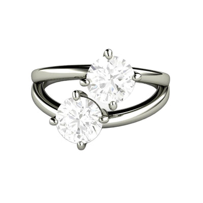 2 Stone Duo Engagement Ring Duo Style in Forever One Moissanite in gold or platinum from Rare Earth Jewelry